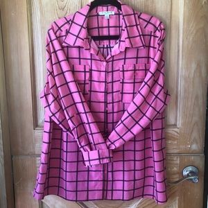 Bright Pink Windowpane Blouse 3x